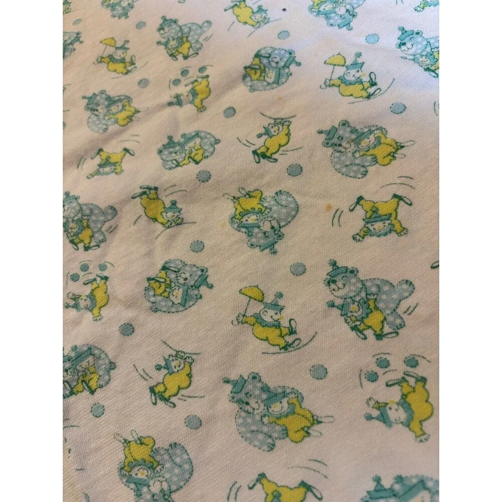 Carter’s Vintage Circus Print Baby Blanket Green Yellow Clown Bear security